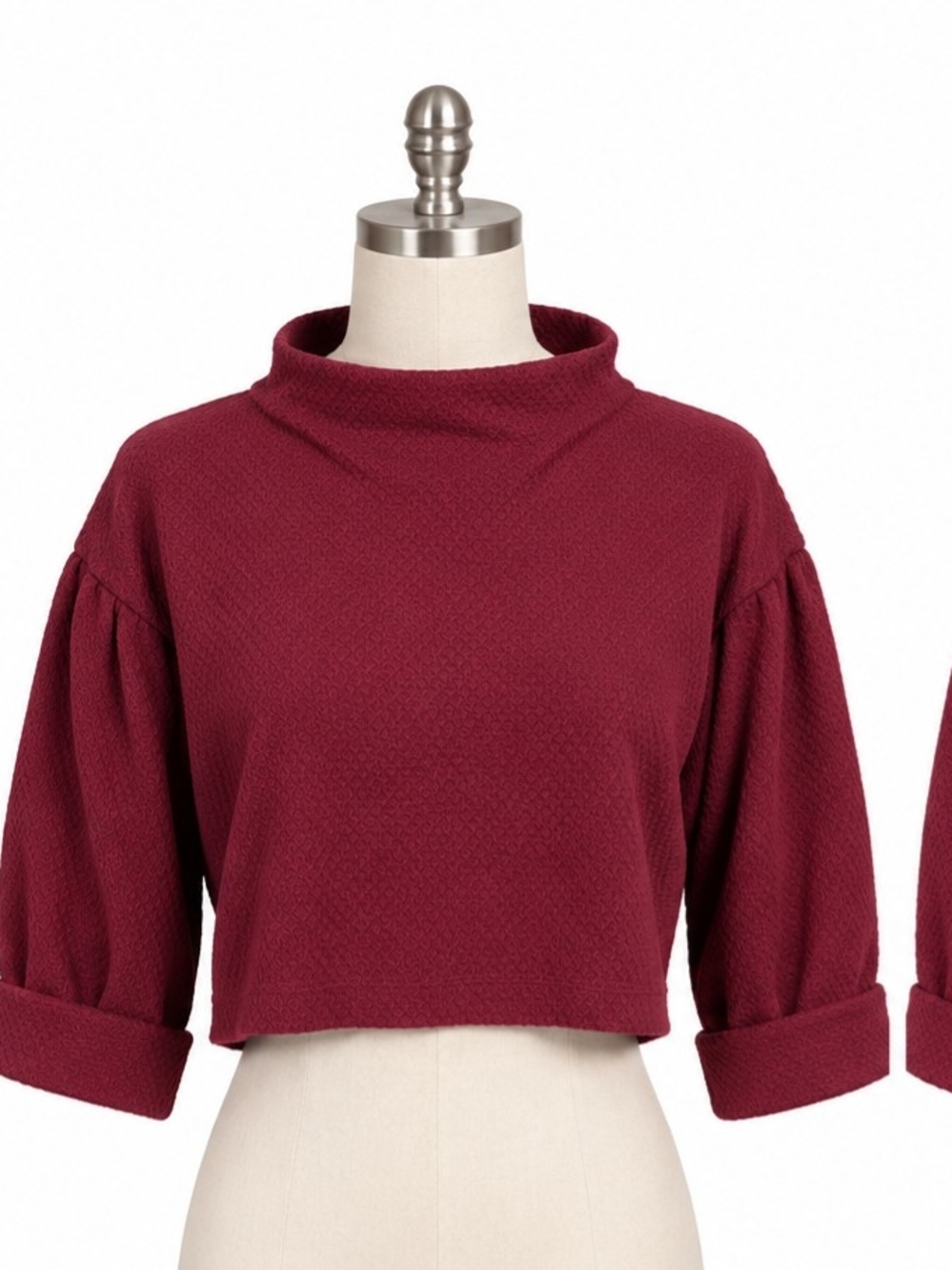 We The Free Maroon Mock Neck Cropped Sweater